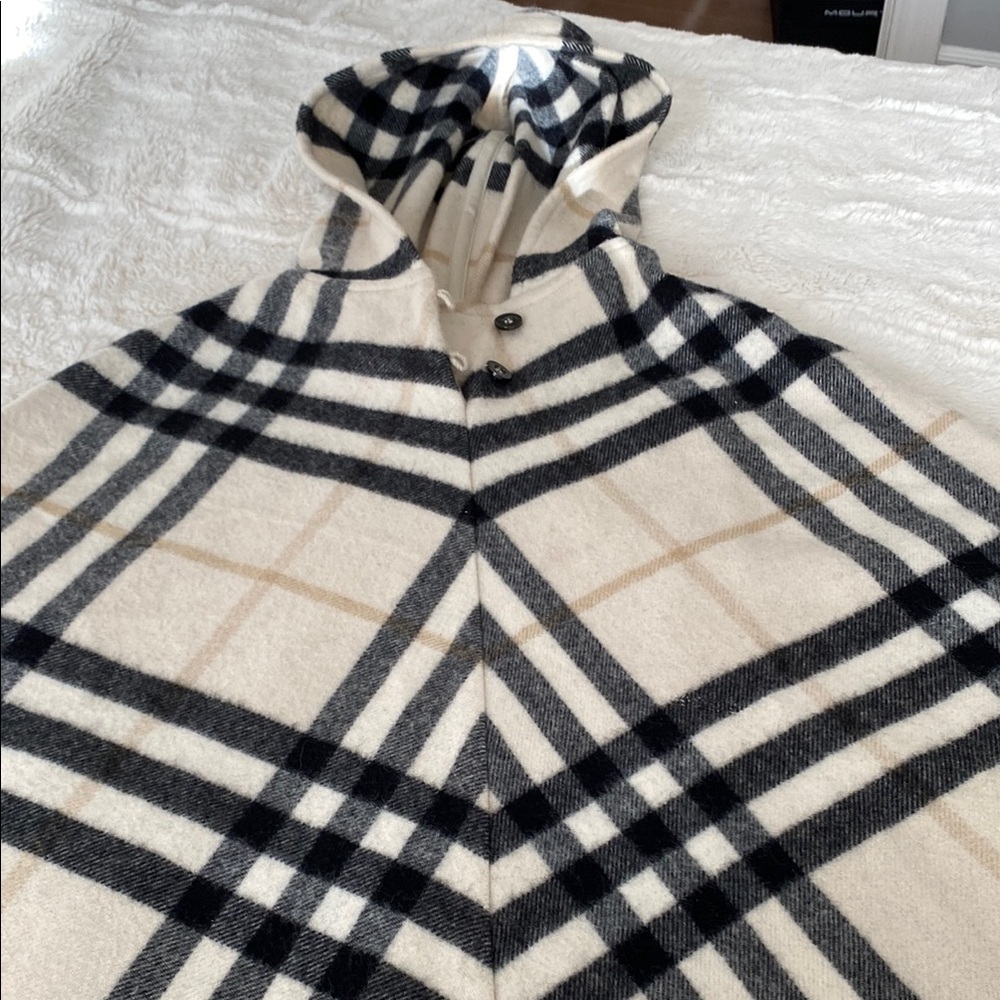 Burberry Plaid Hooded Wool Cashmere Cape